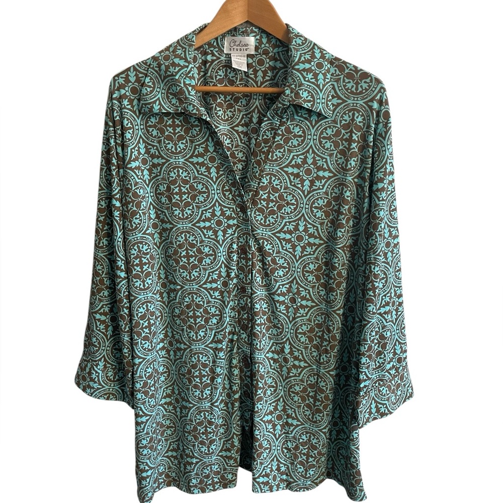 ii1- blue brown pattern button down shirt Chelsea studio 24w
